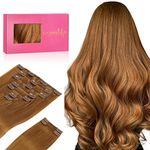 WENNALIFE Clip in Hair Extensions Human Hair 18 Inch 150g 9pcs Auburn Ginger Hair Extensions Clip in for Women Real Human Hair Rallonge Cheveux Humain Extension Double Weft Real Hair Extensions