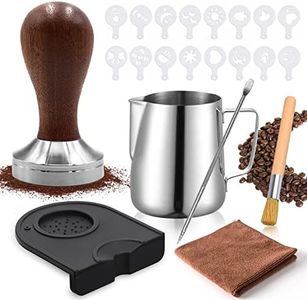 IGUGI Prensador de Café, 51mm,Tamper de Café con Accesorios: Alfombrilla ,Jarra de Leche(350 ml),Toalla de Barista para Cafetera Express Portafiltro