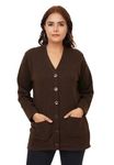 URBANROCK Women's Woolen V-Neck Cardigan Sweater with Front Pockets for Winter Wear (in, Alpha, 2XL, Regular, Coffe)