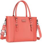 MOSISO PU Leather Laptop Tote Bag for Women (17-17.3 inch), Living Coral