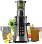 Cold Press Juicer Machines, 2-in-1 Masticating Juicer for Juice & Ice Cream, 200W Touchscreen Slow Juicer Extractor with 3.2" Feed Chute for Fruits and Vegetables, Easy to Clean with Brush