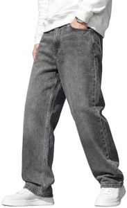 JMIERR Mens Baggy Jeans Wide Leg Y2K Loose Fit Denim Pants, Smoky Grey, XL