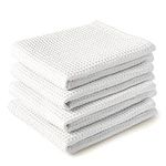 Encasa Kitchen Dish Tea Towel Waffle Weave X-Large 70x45 cm (4pc set), Highly Absorbent for Cleaning & Quick Drying of Plates & Glasses, Cotton - White