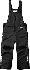 BenBoy Kids Snow Ski Bib Pants Winter Waterproof Windproof Ripstop Warm Insulated Snowboard Overalls Boys,HXK7017-Black-S