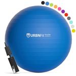 URBNFit Exercise Ball - Yoga Ball for Workout, Pilates, Pregnancy, Stability - Swiss Balance Ball w/ Pump - Fitness Ball Chair for Office, Home Gym, Labor- Blue, 30 in