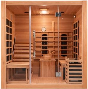 Duthss 3-Person Indoor Hybrid Sauna, Canadian Cedar, Harvia 6kW, 220V