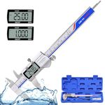 Digital Caliper Measuring Tool, IP54 Waterproof Electronic Digital Micrometer Caliper, Stainlee Steel Vernier Caliper with Large LCD Screen, Inch Metric Conversion, 6 Inch for Household/DIY