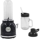 FRIGIDAIRE ESMM100-BLACK Retro Smoothie Maker Personal Blender with Mason Jar, Perfect for Shakes and Smoothies, Countertop, Dishwasher Safe, BPA-Free, High Power 300W, Black