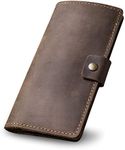 PEGAI Handmade Minimalist Design Checkbook Cover | 100% Distressed Full Grain Horse Leather Checkbook Wallet | Business Checkbook Binder | Clark (Chestnut)