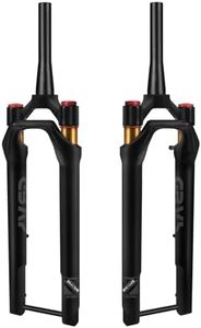 BUCKLOS GRVS 1 1/8 700C Gravel Road Bike Air Suspension Fork, 40mm Travel 28.6mm Threadless Tapered Tube, 100 * 12mm Thru Axle, Manual Lockout Disc Brake Bicycle Front Fork