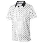 Mens Golf Shirts Print Dry Fit Moisture Wicking Casual Short Sleeve Derss Polo Shirt for Men, Crossed Geometric, Large