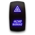 Hazard Warning - Blue - Laser Etched 5-Pin Double Pole Single Throw Maintained ON-Off DPST Toggle Switch 20A 12V