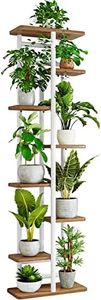 YOCOMEY 8 Tier 9 Potted Wood Tall Plant Stand Metal Rack Indoor, Multiple Flower Pot Holder Shelves Corner Rack, Planter Shelf Display Rack Storage Organizer for Patio Living Room Balcony(White)