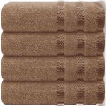 Casabella Deluxe 4 Beige Hand Towels 100% Combed Cotton Super Quality Hand Towels for Kitchen (50X90 CM) 4 Beige Hand Towels Set for Bathroom Hotel Gym