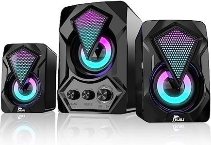 njsj 2.1 Enceinte PC avec Caisson de Basses, Système d'enceintes de Jeu LED RVB Son Riche, Audio 3,5 mm, Basse alimentée par USB pour PC, PS4/5,TV, Smartphone,Tablette,Lecteur
