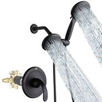 POP Black Dual-Function Shower Faucet Set with Valve Bathroom High Pressure 35 Setting Dual 2 in 1 Shower System with Handheld Showerhead 3-way Water Diverter Shower Trim Kit