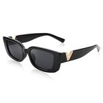 FEISEDY Small Rectangle Sunglasses for Women Men Vintage Trendy Y2K Rectangular Sunglasses B9066