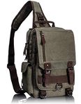 Leaper Canvas Messenger Bag Sling Bag Cross Body Bag Shoulder Bag Army Green, M