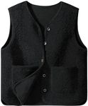 Yuson Girl Teddy Fleece Gilet for Women Sleeveless Autumn Winter Jackets Solid Color Faux Suede Bodywarmer Short Jacket Vest Coat Ladies Waistcoat Outerwear with Button and Pocket