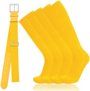 Baseball Socks and Belt Combo for Youth Adult - Softball Sock and Belt for Boys and Girls (Yellow, 2 Pairs of Socks & 1 Belt)