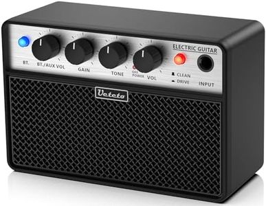 Ueteto 10W Mini Guitar Amp, Portable and Rechargeable Electric Guitar Practice Amplifier with Clean and Drive Channels