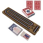 Cribbage Board by Bicycle 3-Track Colour Coded Plastic Folding Cribbage Game with Deck of Bicycle Cards