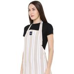 Encasa Homes Adjustable Kitchen Cotton Apron With Pockets & Towel Holder Of Size 68x85 cm (Franca Beige Stripes) for Men & Women Chefs For Cooking & Baking in Home, Restaurants & Barbeque