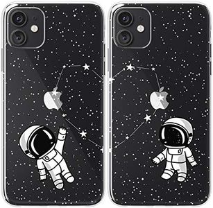 Mertak Matching Cases Compatible with iPhone 15 Pro Max 14 Plus 13 12 Mini 11 SE XS XR 8 7 Space Love Cute Couple Cover Girlfriend Boyfriend Anniversary Astronaut Stars Constellation Best Friends BFF