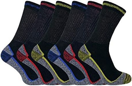 Mens Anti Sweat Moisture Wicking Summer Bambou Work Socks for Steel Toe Boots, 6 Pack (Bws), 7-12