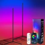 2-Pack Corner Floor Lamp,64" RGB LED Floor Lamp with 16 Million Colors,DIY Lighting Mode,Music Sync&Timing,Modern Standing Lamp with App & Remote Control,Suitable for Living Room Bedroom & Gaming Room