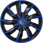 NRM Quad Wheel Trims 15 Inch 4 x Universal Hub Caps Car Vehicle Set of 4 (Blue/Black, 15 Inches)