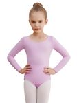 WEGETIT Long Sleeve Leotards for Girls Gymnastics Toddler Ballet Leotard Girls Dance Shirts Bodysuit (Light Purple,4-6Years)