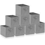 Amazing Tour 8 PCS Cube Storage Boxes 33x38x33 Foldable Fabric with Handles Collapsible for Home Office Nursery Organiser - Clothes Basket Containers, Gray