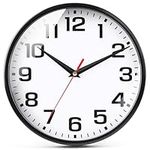 EMITDOOG Wall Clock Modern Kitchen Small Silent Analog Round Simple Quiet Quartz Black Wall Clocks Battery Operated Non Ticking for Bathroom Office Garage School