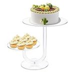 CECOLIC 2 Tier Clear Cake Stand Acrylic Cupcake Display Holder Dessert Pastry Tower for Weddings, Birthdays, Anniversaries, Baby Showers, Afternoon Tea Parties Décor (10 Inches)