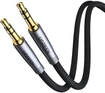 UGREEN Câble Audio Jack 3.5 mm Mâle Mâle HiFi Stéréo Nylon Tressé Câble Auxiliaire Voiture Compatible avec Autoradio Casque Haut-Parleur TV iPhone iPad iPod PC MP4 MP3 (2M)