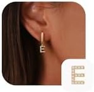 TURANDOSS Earrings for Girls, Gifts for Girls Letter E Initial Earrings for Girls Hypoallergenic Earrings for Girl Teen Jewelry Gifts, 14K Gold Plated Small Hoop Earrings