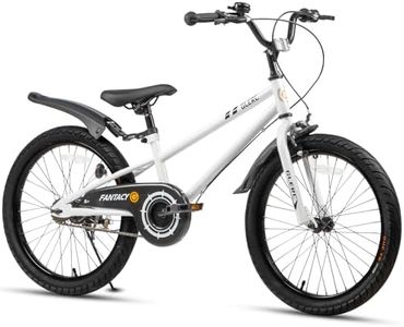 Glerc Vélo Enfant 20 Pouces avec Kickstand & Garde-Boue Sport pour garçons et Filles de 7 8 9 10 11 12 Ans, Blanc