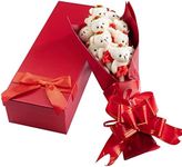 Deluxe Red Valentine Love Bear Bouquet in Gift Box - One Dozen Long Stemmed Rose Stuffed Flower Plush Bears w Tutus- Wrapped in Bow & Ribbon - Great Valentines Day Gift for Her, Him, Kids