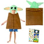 STAR WARS Baby Yoda Hooded Towel Set for Kids Boys Girls - The Mandalorian Bath Towel Poncho Bundle with Stickers and More | Baby Yoda Bathroom Set