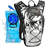 Zavothy Rave Hydration Backpack Lightweight Water Backpack for Cycling Running Hydration Pack Hiking Backpack with 2L Water Bladder Silver