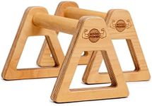 WOODPOWER® PowerBars® - Wooden Parallettes Joint-Friendly Push-up Handles, Handstand Bars and Mini Bars, Non-Slip for Indoor and Outdoor Use for Calisthenics, Fitness and Handstand (PowerBars XL)