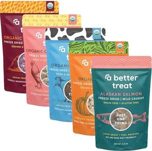 A Better Treat – Organic, Single Ingredient, Freeze Dried Pumpkin, Grass Fed & Finished Beef Liver, Chicken, Sweet Potato, Wild Salmon Dog Treats & Cat Treats | Natural Diabetic Friendly | Made in USA