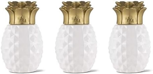 TIKI Brand Pineapple Glass Table Torch, White (Set of 3)