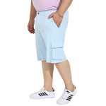 Instafab Plus Men's Light Blue Cargo Shorts for Casual Wear | 6 Pockets | Plus Size Fit | Button Closure | Cotton Poly Cargo Shorts Crafted with Comfort Fit for Everyday Wear