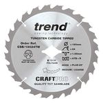 Trend Wood Cordless ATBR Circular Saw Blade, 190mm Diameter, Diamond Bore, 24 Teeth, TCT, 1.6mm Kerf, +24° Hook, CSB/19024TW