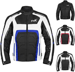 HWK Spyder Motorcycle Jacket for Men with Weather Resistant Cordura Textile Fabric for Enduro Motocross Motorbike Riding and Impact Protection Armor, Dual Sport Motorcycle Riding Jacket (Blue, 4XL)