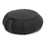 Yoga Studio EU Round Zafu Meditation Cushion | Organic Cotton | Buckwheat Hulls | Removable Washable Cover | Carry Handle - Grey