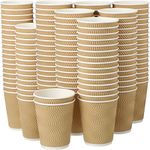 EOS- BUILDING TRUST Ripple Paper Non Slip Cups with Leak Proof & Three Corrugated Layer Ideal for Hot, Cold Hot Coffee/Drinks for Party (200 ml, 150 Pcs, Brown)