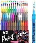 Acrylic Paint Pens - 42 Acrylic Paint Markers - Extra Fine Tip Paint Pens (0.7mm) - Great for Rock Painting, Wood, Canvas, Ceramic, Fabric, Glass - 40 Colors + Extra Black & White Acrylic Markers